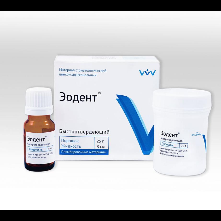 Эодент Rapid быстротверд. цинкоксидэвгенольный цемент для пломбир молочных зубов (25г+8мл, Владмива)