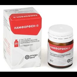 Камфорфен-В - паста 20г пломбирование каналов всех групп зубов с неполной экстирпацией пульпы
