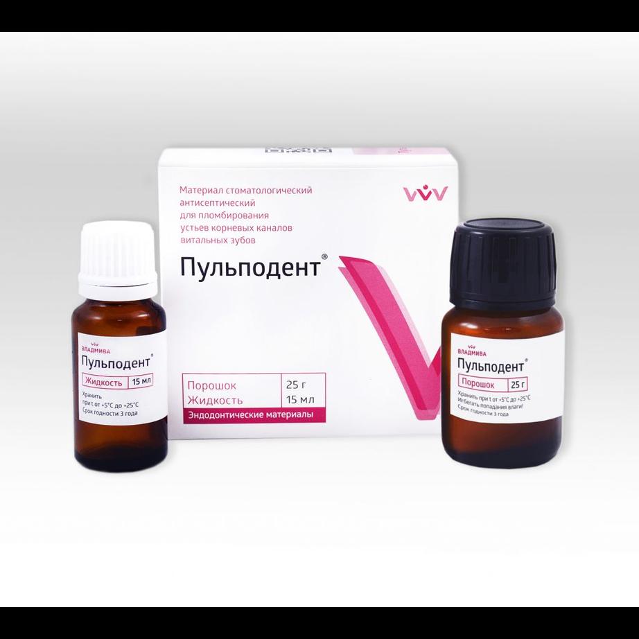 Пульподент антисептический материал для пломбирования устьев корневых каналов (25 г+15 мл, Владмива)