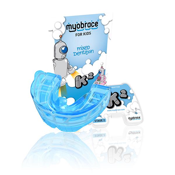411220 Трейнер K2Mb  Myobrace для детей Этап 2 средний, белая вставка/голубой (взамен 597020)