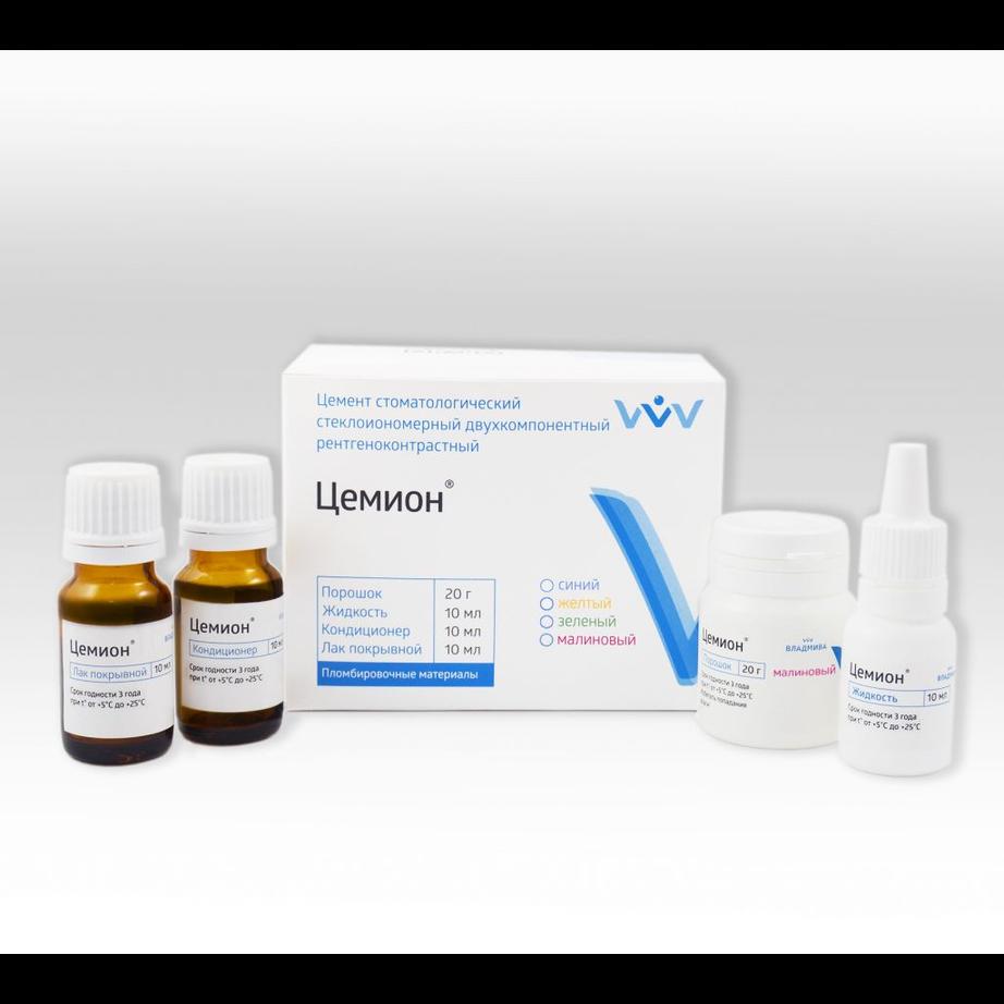 Цемион колор малиновый, порошок 20г, кондиционер 10мл, жидкость 10мл, лак покрывной 10мл (Владмива)