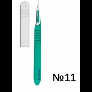Скальпель №11 стерильный, одноразовый из нерж. стали/ручка пластик (Steeluxe, Апексмед)