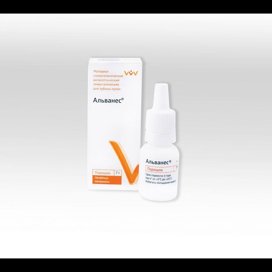 Альванес порошок - гемостатический порошок прим. при удалении зубов, снятии камней, 7г  (Владмива)