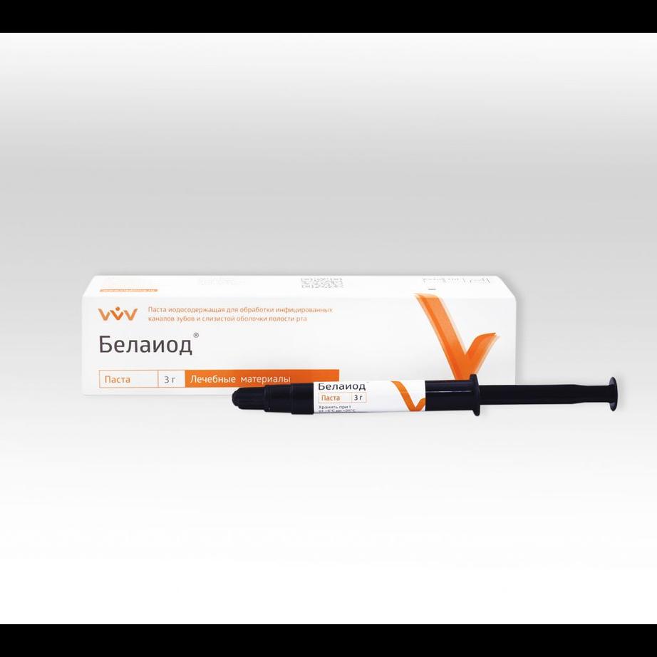 Белаиод - стерилизация слиз. оболочки полости рта и инфицир. корневых каналов, паста 3г (Владмива)