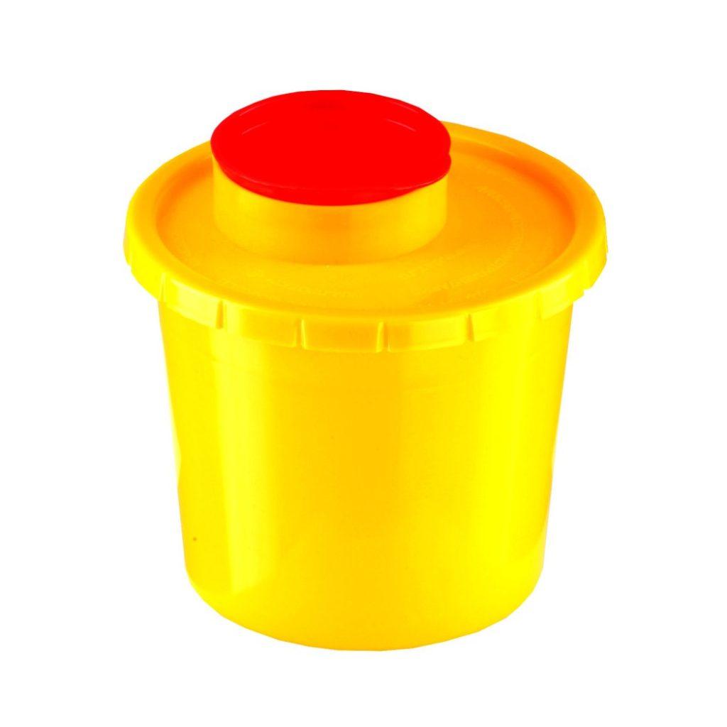 Контейнер МП-01 (желтый класс Б) 0.5л, одноразовый для сбора, хранен. трансп. колюще режущих отходов