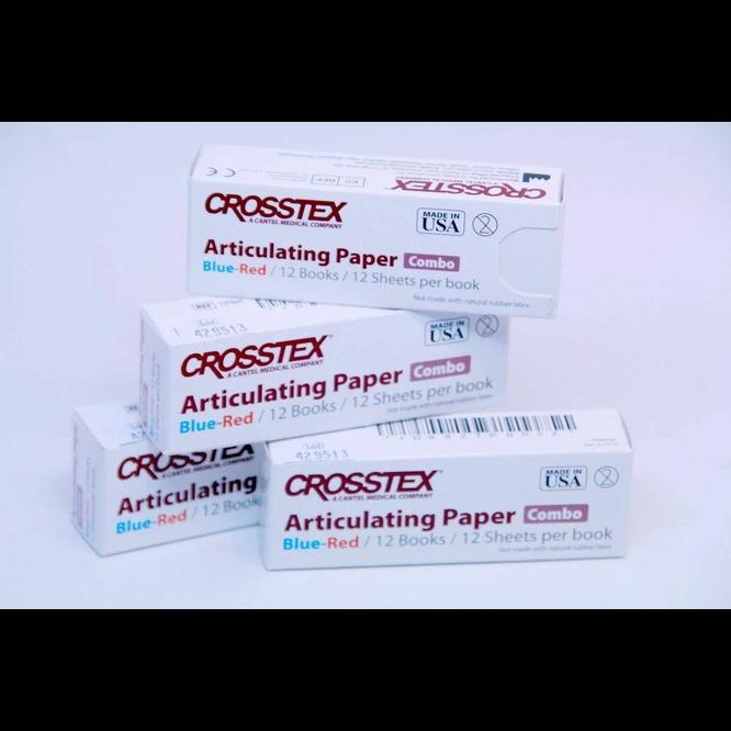 Бумага артикуляционная прямая "Combo Red & Blue" (100мкм) 1кн. х12 листов (Crosstex)