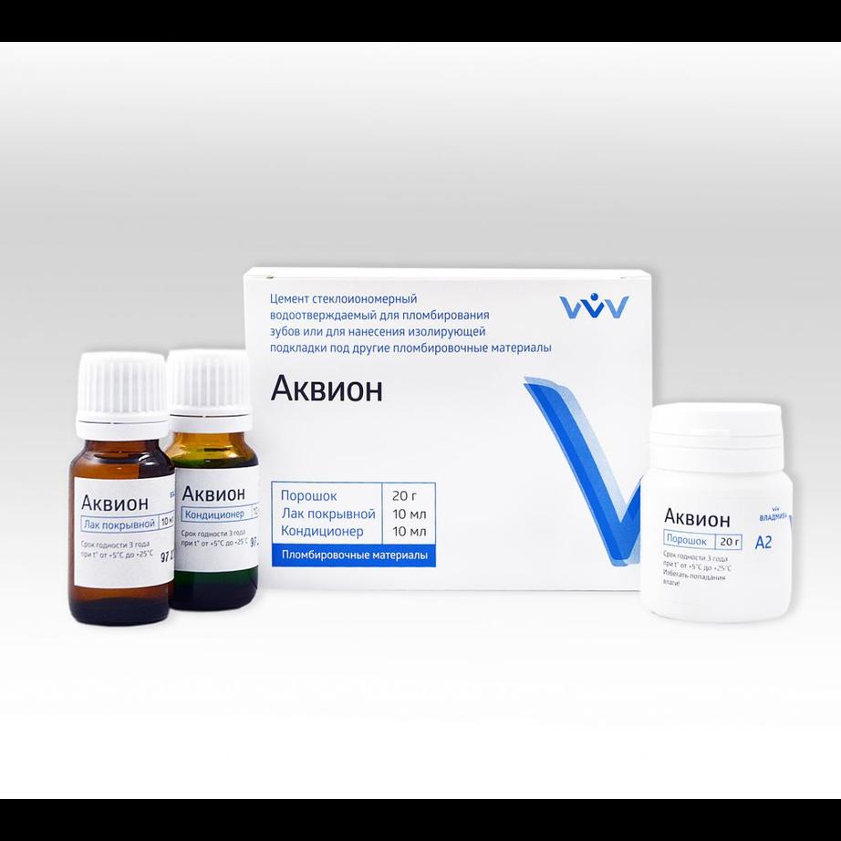 Цемион аква (аквион) А2, универс. подкл., реставрационный стеклоионом. цемент хим. отв 20г+10мл+10мл