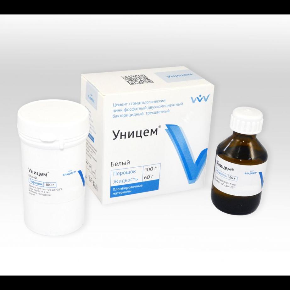 Уницем универсальный 100г+60г ж-ть цинкфосфатный цемент для пломбир зубов и фиксации (Владмива)