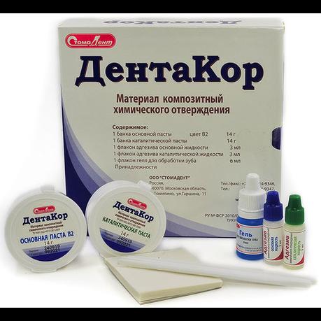 Дентакор паста/паста 14+14г, композитный материал хим. отверждения для восстановления культи зуба