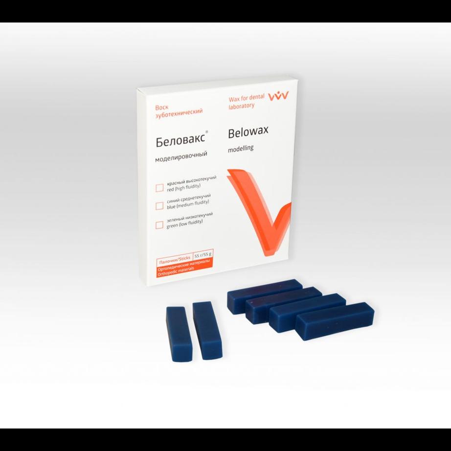 Воск моделировочный, ср. текучести - синий, уп. брусок-55г (Владмива)