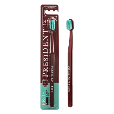 Щетка зубная PresiDENT Profi Super Soft 6000, супер. мягкая 4 МИЛ (гипер чувств эмали, воспал десён)