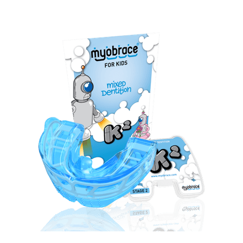 411225 Трейнер K2Lb  Myobrace для детей Этап 2 большой, белая вставка/голубой снаружи