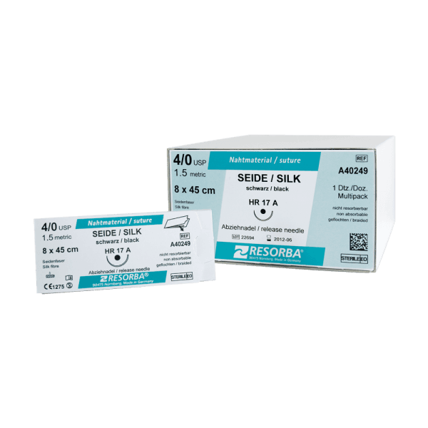 Шелк черный HR 17, 2EP 3-0USP, 0.75 м (Resorba)