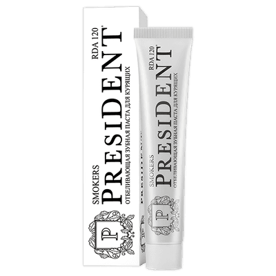 Зубная паста PresiDENT Profi Smokers, уп-50мл (устр. никотинового налета, запаха табачного дыма)
