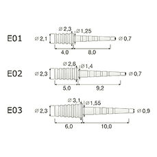 Штифты IKS-E02-V - стекловолоконные, набор-6 шт. (IKADENT)